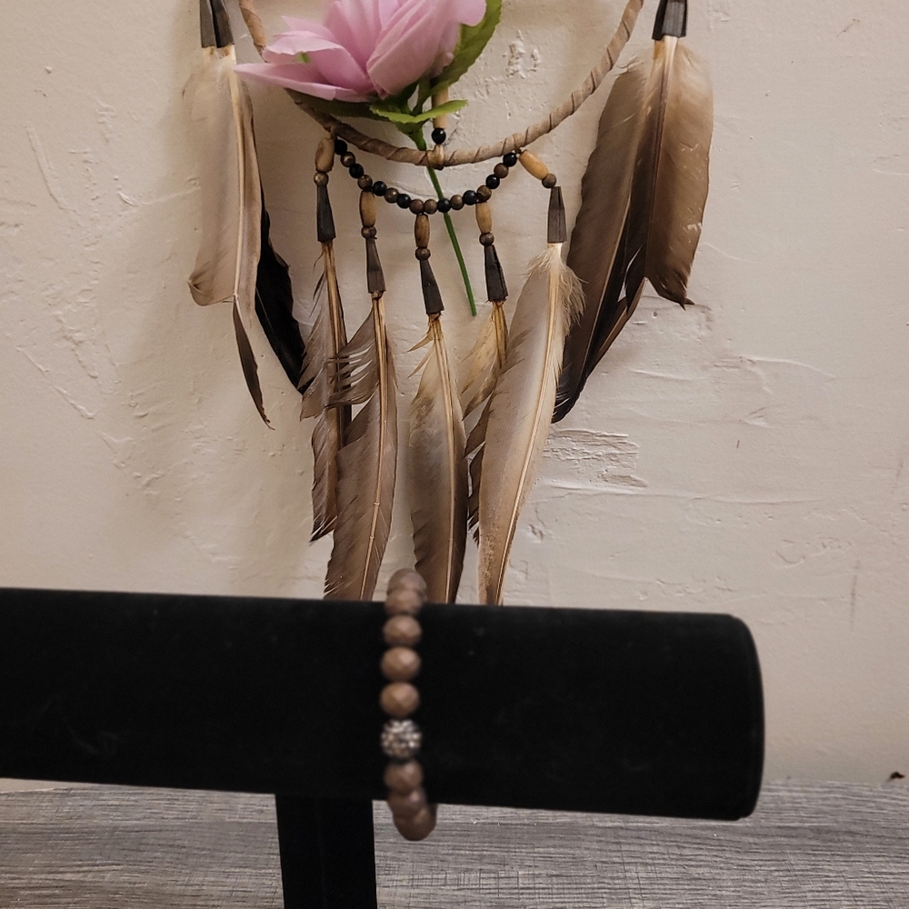 Wood and rhinestone bracelet